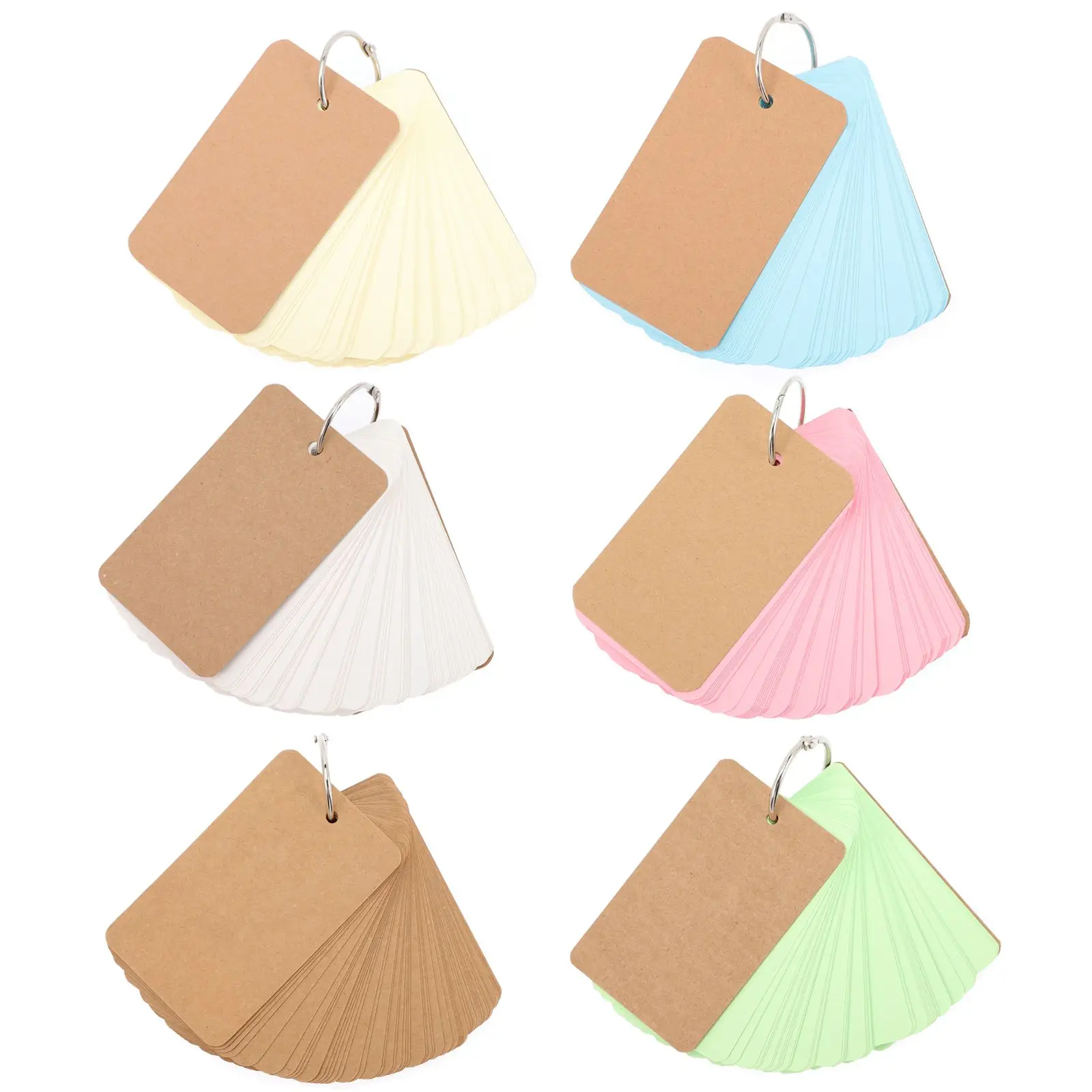 

6 Pcs Multicolor Notebook Office Pads Made Paper Jam Vocabulary Flash Cards for Studying