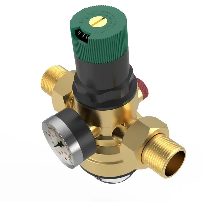 1pcs Adjustable Water Pressure Reducing Valve with Pressure Gauge Water Pressure Regulator Valve DN15/DN20