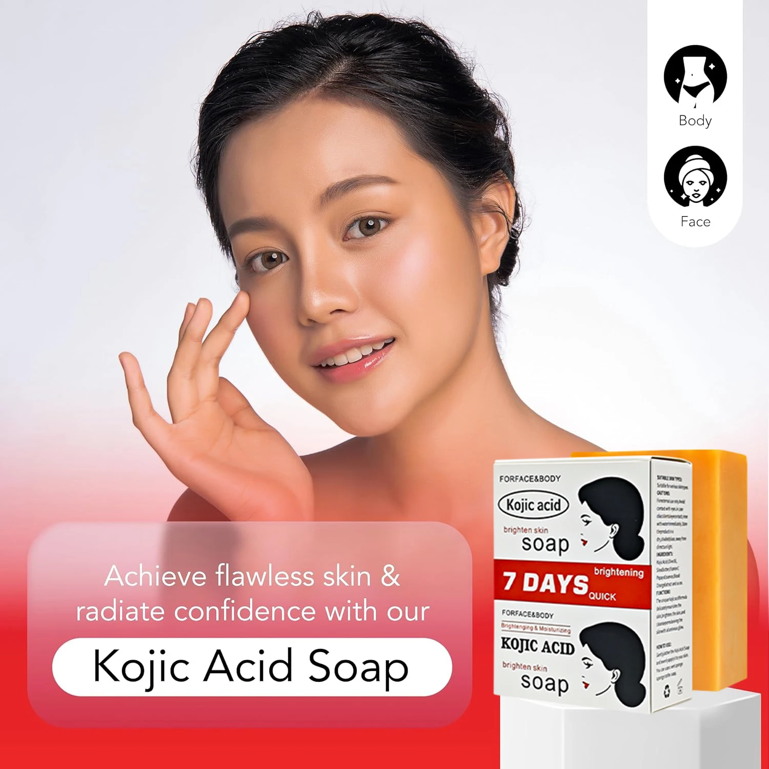 Brightening Makeup Soap The Kojic Acid Dark Spot Blackheads Remover Soap Bar with Vitamin C & Hyaluronic Acid 100g X1 Bars