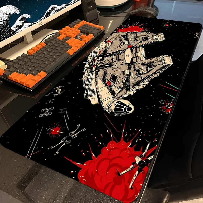 Gamer Mouse Pad HD Printed Gaming Accessories Mousepad S-Star W-Wars Millennium Falcon Rubber Extended Desk Mat Office PC Carpet