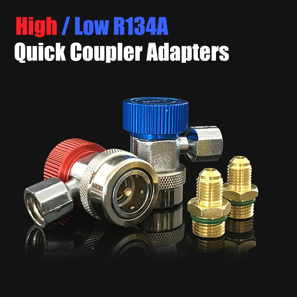 

2pcs R134A AC Auto Freon Air Condition Adapter Refrigerant Adjustable Quick Coupler High Low Connector Manifold Gauge Set