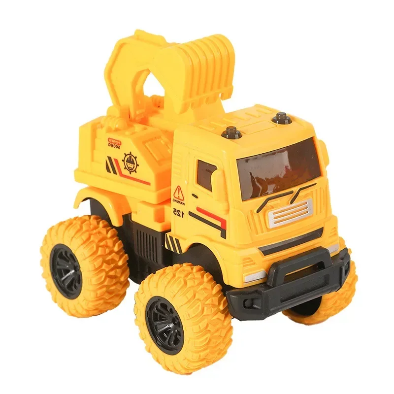 Mini Children\'s Simulation Inertial Engineering Fire Truck Stirring Truck Digging Car Pull Back Car Toys Model Classic Toys