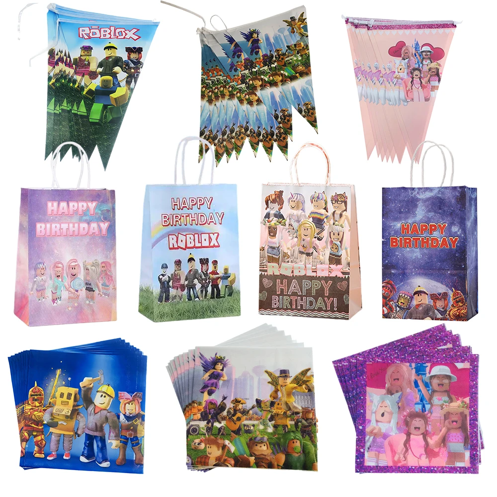Roblox Geburtstagsparty-Dekorationen, Roblox-Spiel, Feier, Party, Luftballons, Einweggeschirr, Tassenteller, Babyparty-Spielzeug