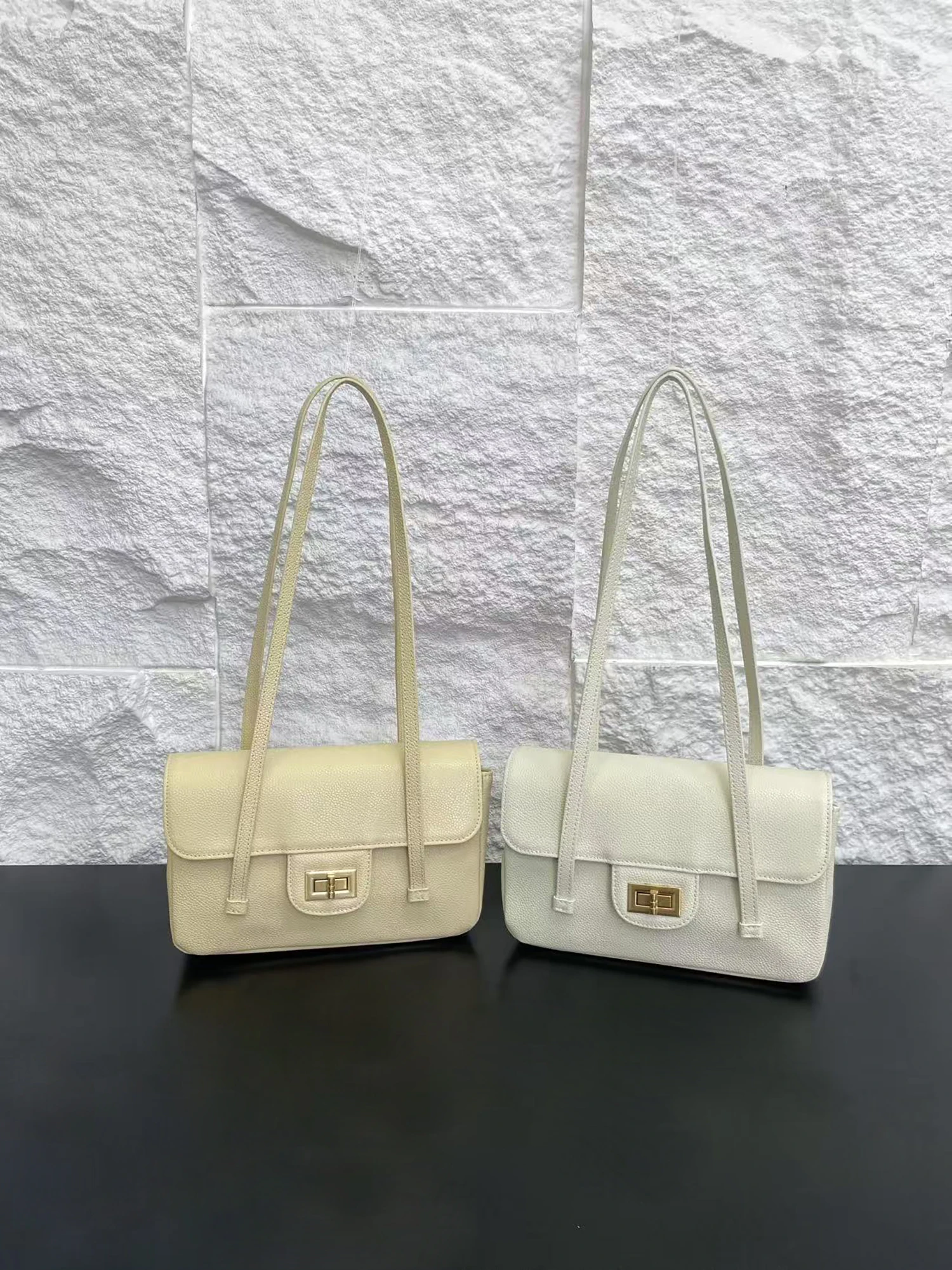 Top Layer Cowhide Fish Roe Vintage French Bread Bag Jennie Underarm Bag Small Fragrance Style Single Shoulder Handbag for Women