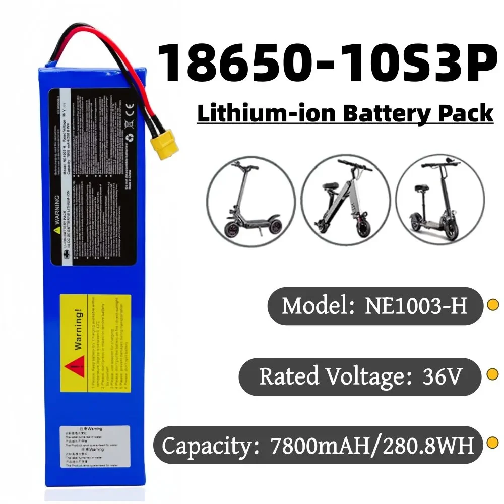 10S3P 36V 7.8Ah 18650 Rechargeable Lithium Battery 250W-500W Power Modified Bicycle Electric Scooter Vehicle BMS + 42V Charger