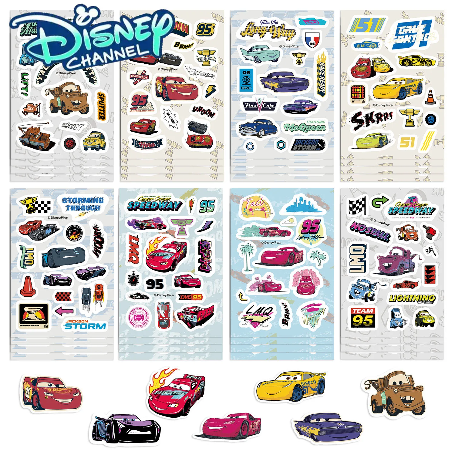 Disney 8 Stück Cars Collage Aufkleber Tagebuch Laptop Gepäck Skateboard Cartoon Aufkleber Spaß klassische Geschenkdekoration