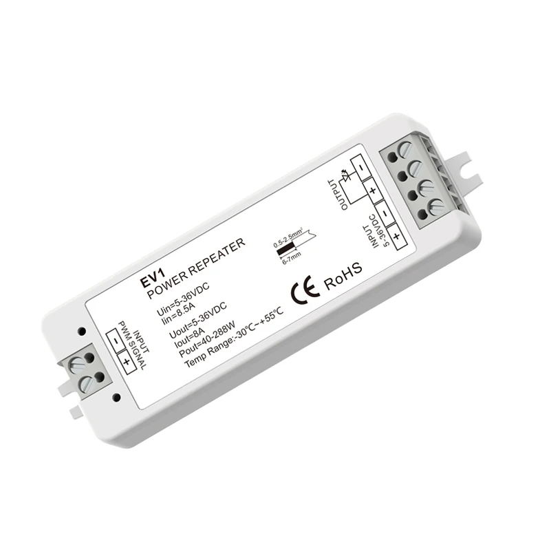 Constant Voltage Power Expander EV1 5-36V Unlimited Extended Output for Monochrome LED Strip or Module