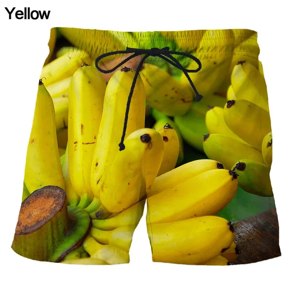 Pantalones cortos de playa para hombre, Shorts divertidos en 3D con estampado de frutas, ropa de calle de Rock