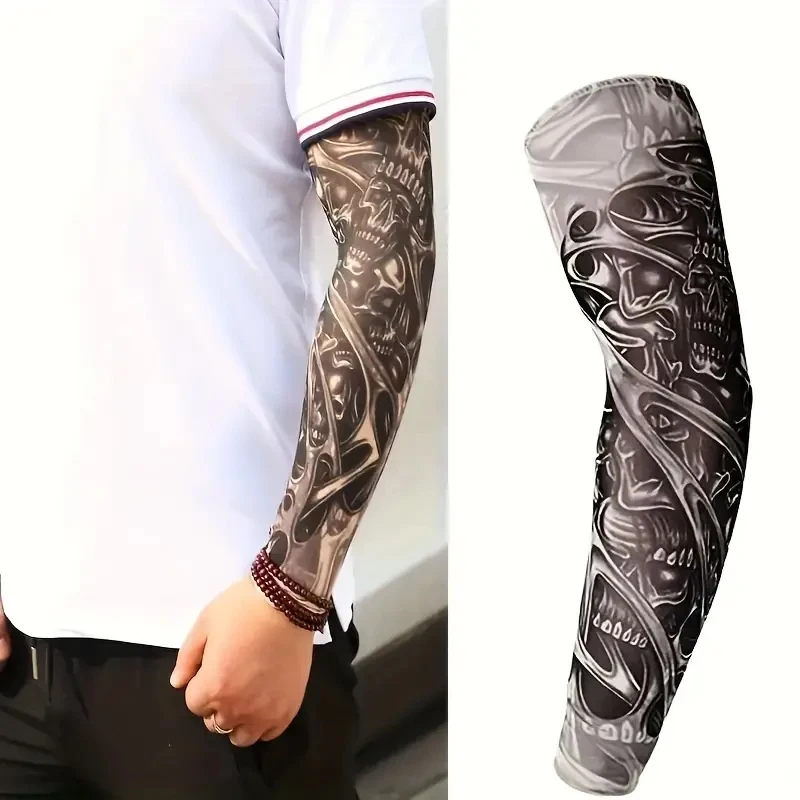 1 Pair, Men's Tattoo Cover, Fake Tattoo Cover Arm Sun Protection Cover Suitable for Men and Women