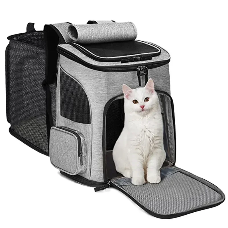 Pet Supplies Out Puppy Backpack Expandable Pet Bag Large Capacity Breathable Portable Cat Backpack Foldable Dog Bag