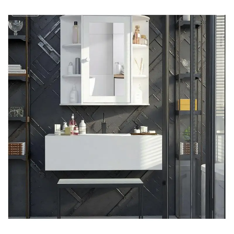 خزانة أدوية الحمام مع مرآة، منظم تخزين لمستلزمات التجميل والطب - حل أنيق مثبت على الحائط للصغار #4