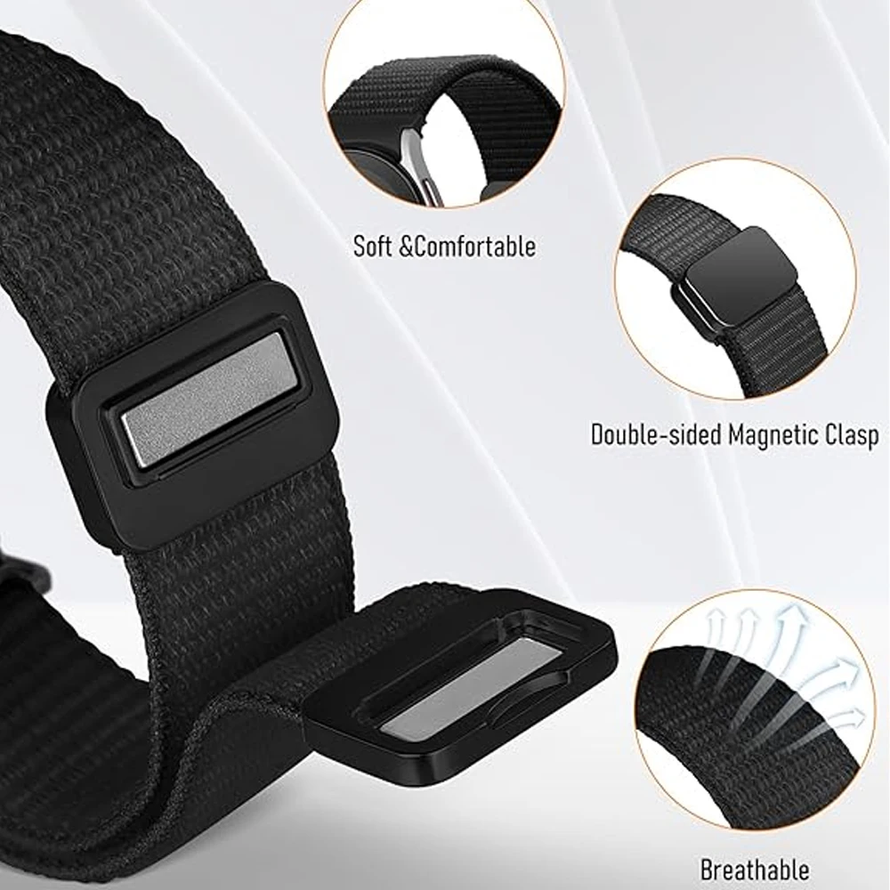 Ремешок для Samsung Galaxy Watch 4/5/6/7/FE/classic/5 Pro 44 мм 40 мм без зазоров Магнитный нейлоновый браслет correa Galaxy Watch 7 Ремешок