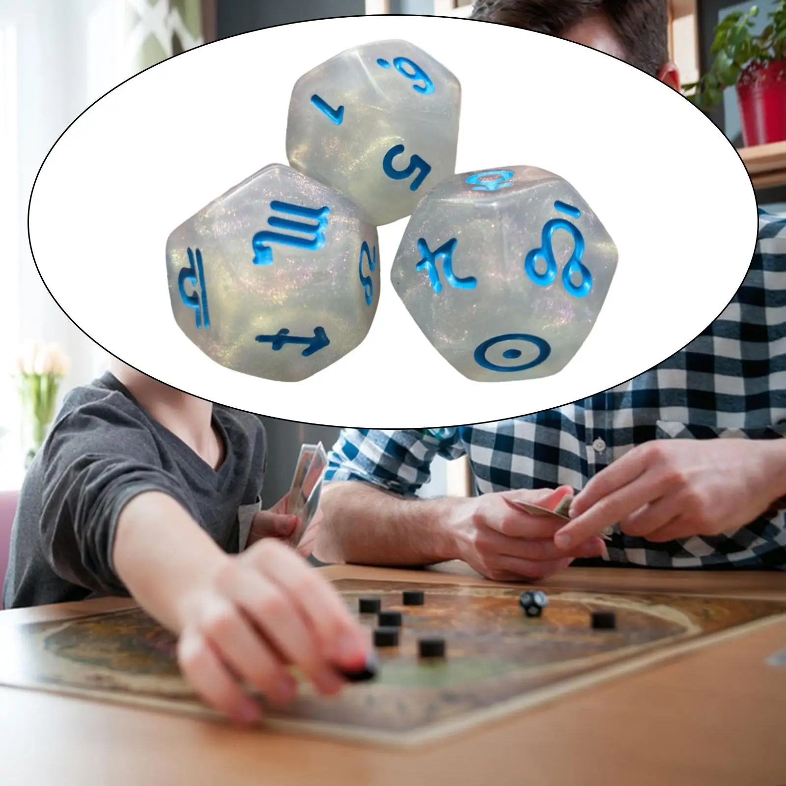 Astrology Dice Set 12 Sided Polyhedral Acrylic Dices for RPG Tabletop Game Counting Toys