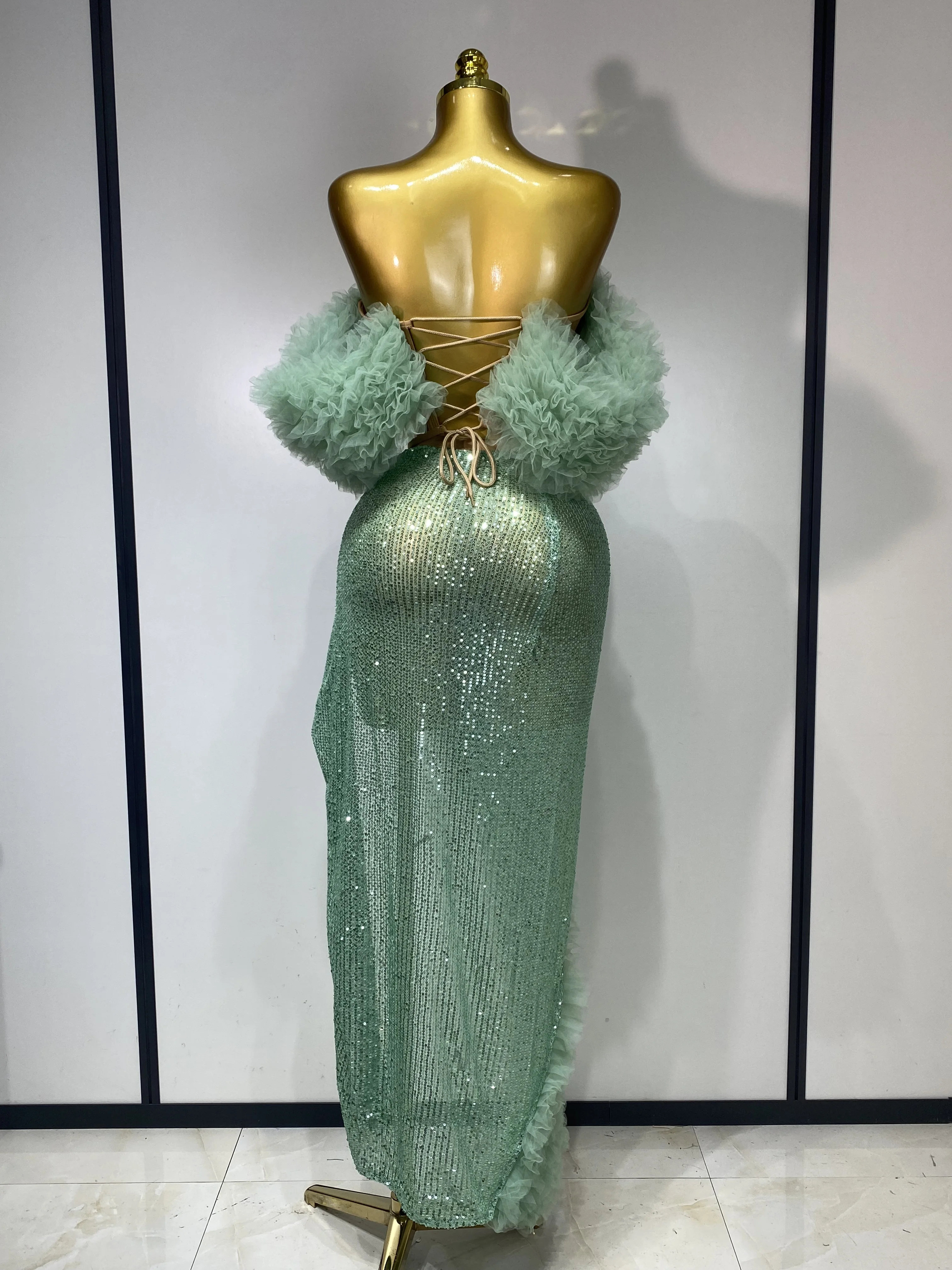 المرأة مثير سباركلي الترتر الأعلى تنورة طويلة قطعتين مجموعة مهرجان احتفال مساء حفلة فاخرة عيد ميلاد ملهى ليلي المرحلة الزي #4