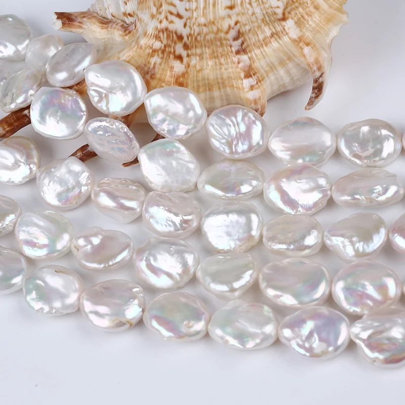 

17-18mm Natural White baroque Keshi Freshwater Loose Pearls String Strand