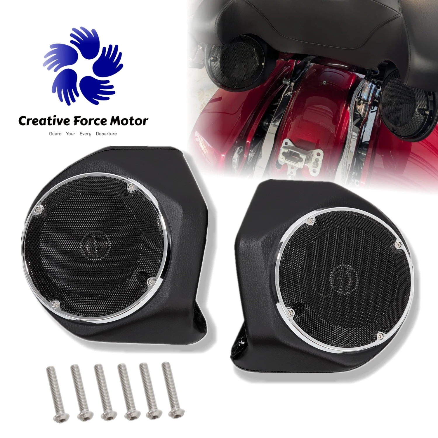 

Motorcycle Rear Speaker Pods 6.5" King Tour Pak Backrest For Harley Davidson CVO Road Glide Electra Street Glide Special 2014-UP