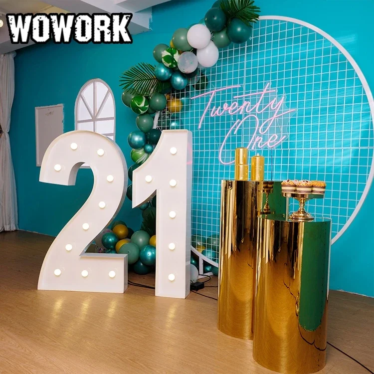 2024 WOWORK fushun new festive & party supplies stage decoration backdrop golden wedding backdrop stand metal for events