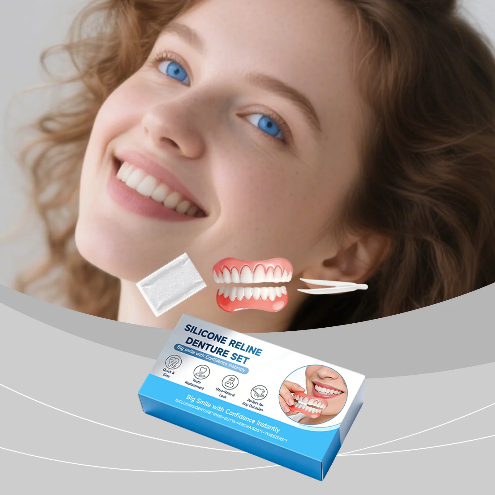 

Denture Full Set Kit Over Gums Lasting Soft Easy Use For No Teeth Confident Smile Oral Hygiene Tools False Denture Adhesive Sets