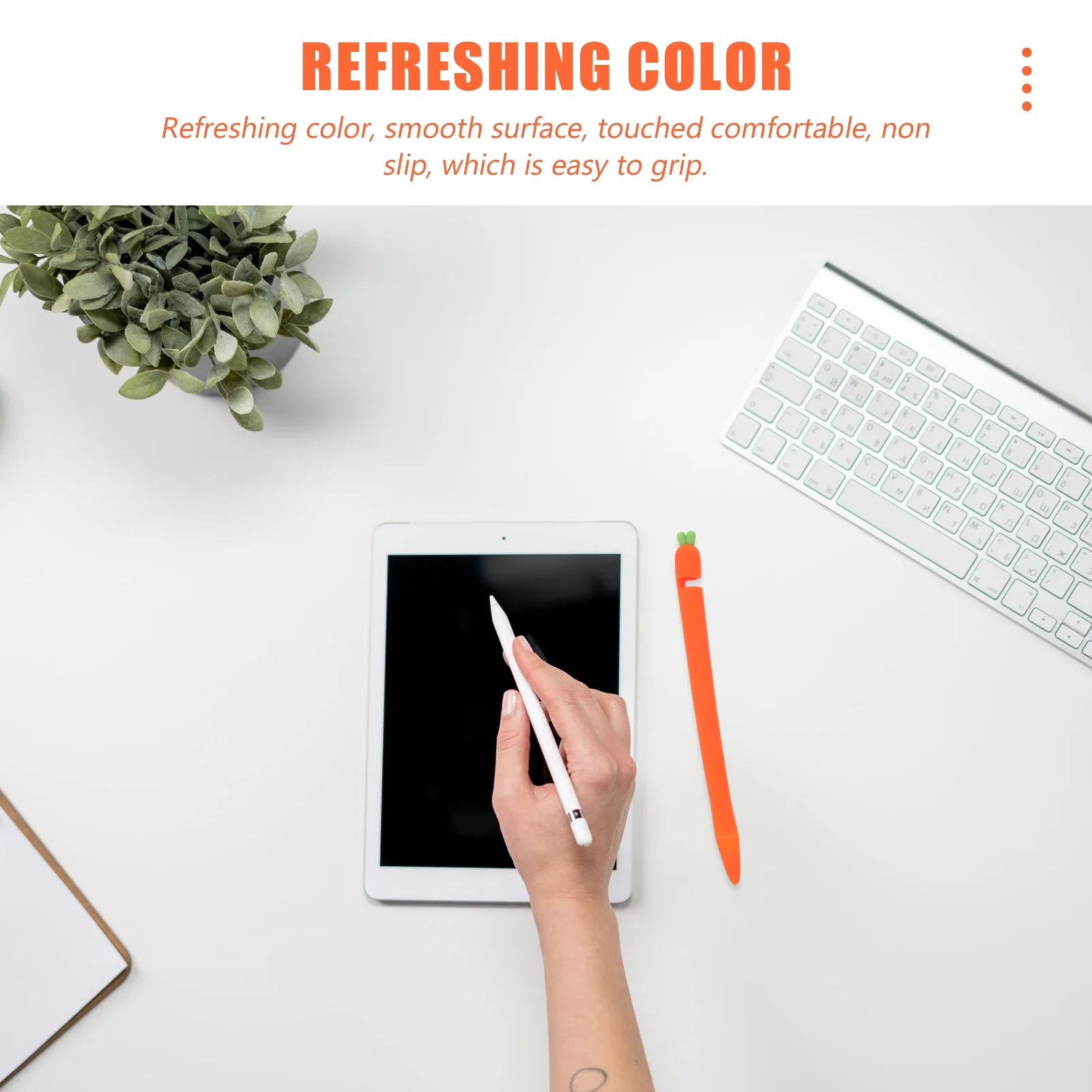 

Силиконовый чехол для стилуса с морковью, оранжевый, эргономичная ручка, совместимый с карандашом 1, противоскользящий защитный чехол от царапин