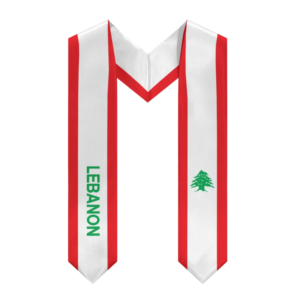 More design Graduation shawl Lebanon Flag & United States Flag Stole Sash Honor Study Aboard International Students