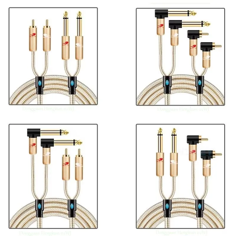 

HiFi Dual 1/4 Inch TS Mono 6.35mm to Dual RCA Male Audio Cable for Amplifier Mixer Speaker Home Theater System Shielded Cords