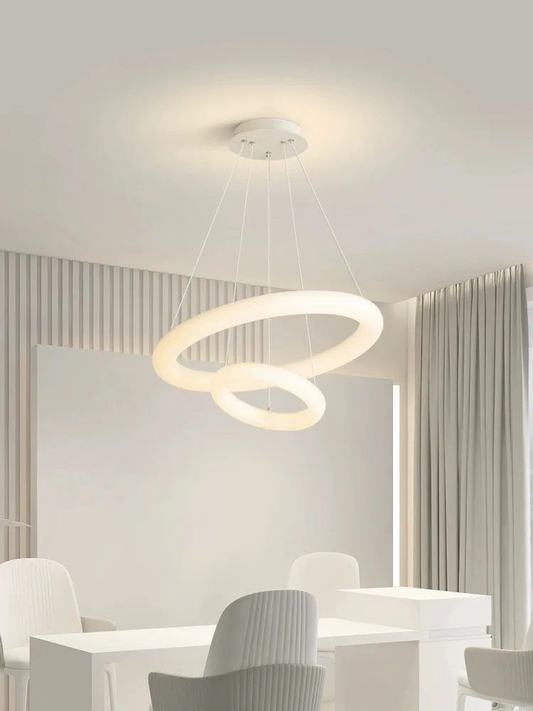 Imagem -06 - Modern White Circular Led Ceiling Chandelier Decoração de Interiores Sala de Estar Sala de Jantar Quarto 2024