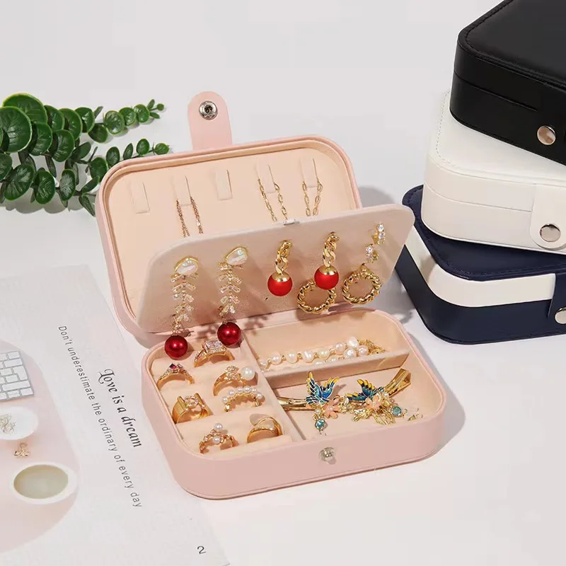 Double-Layer Jewelry Storage Box Portable Travel Jewelry Holder Organizer Storage Display Ring Necklace Stand For Jewelry Storag