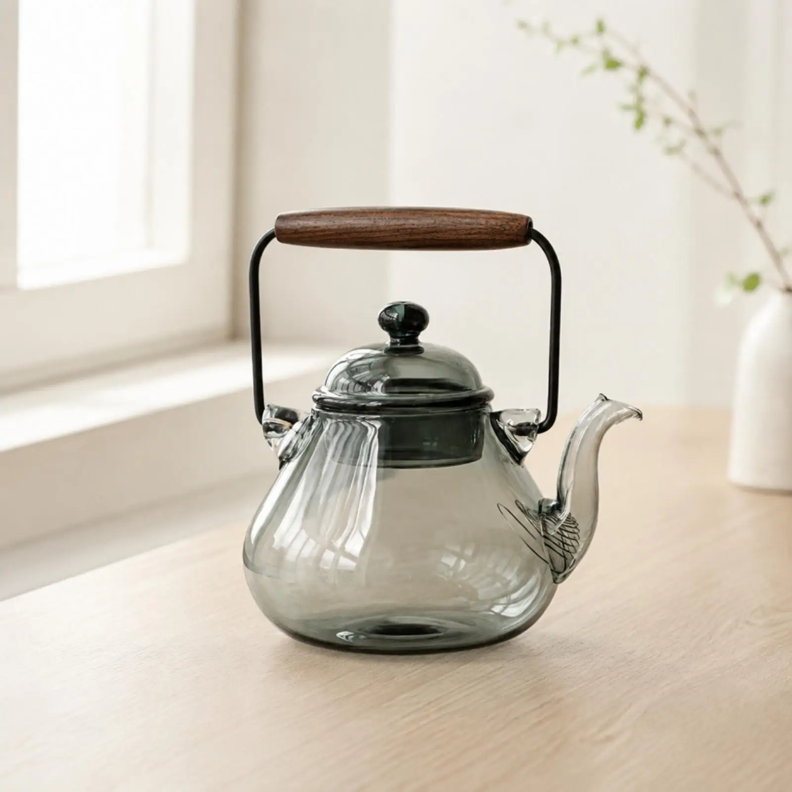 Teapot Long-Lasting Glass Tea Pot with Infuser Cooktop-Top Safe