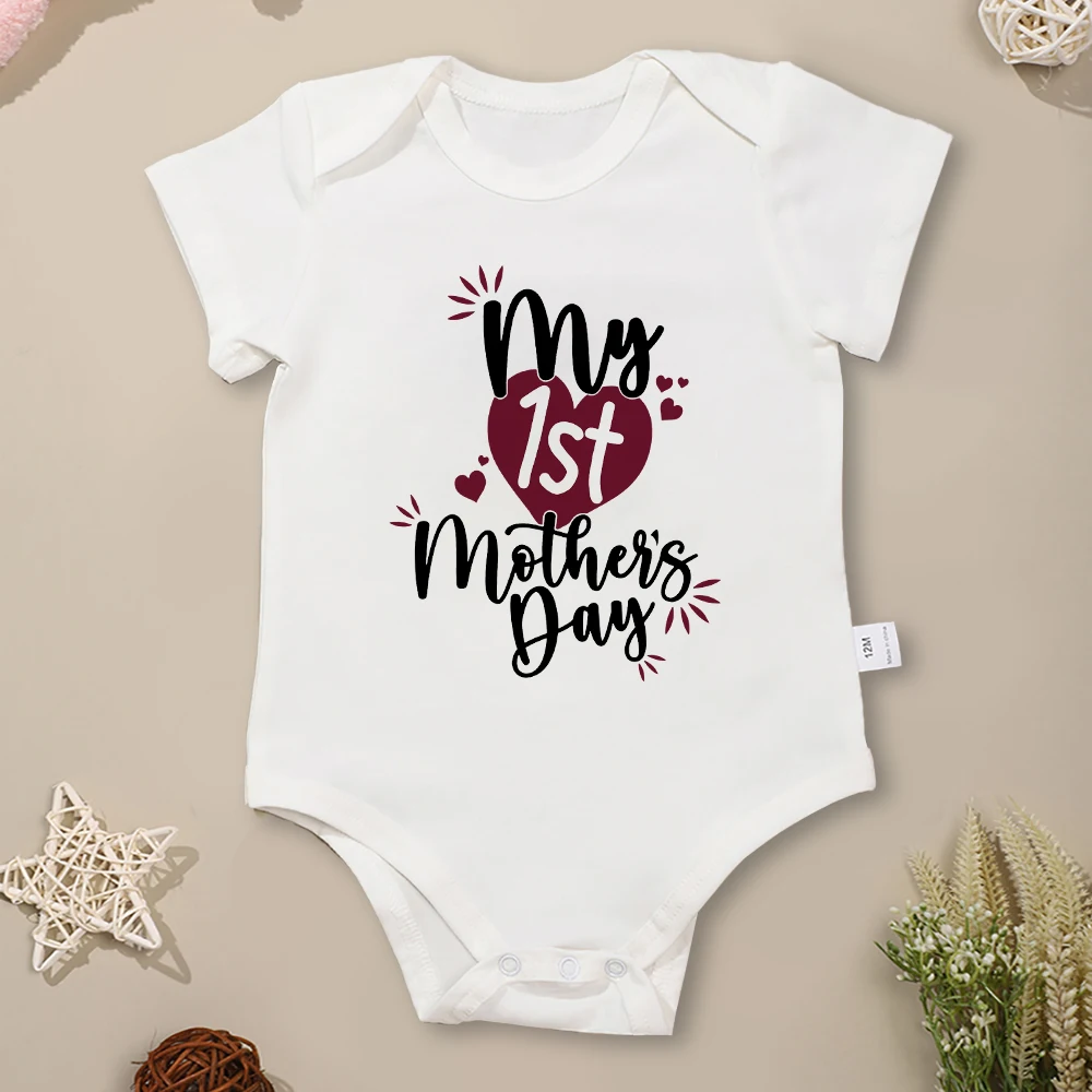 

Mother's Day Baby Boy Clothes Aesthetic Harajuku Infant Onesie High Quality 100% Cotton Summer Newborn Bodysuit Fast Delivery