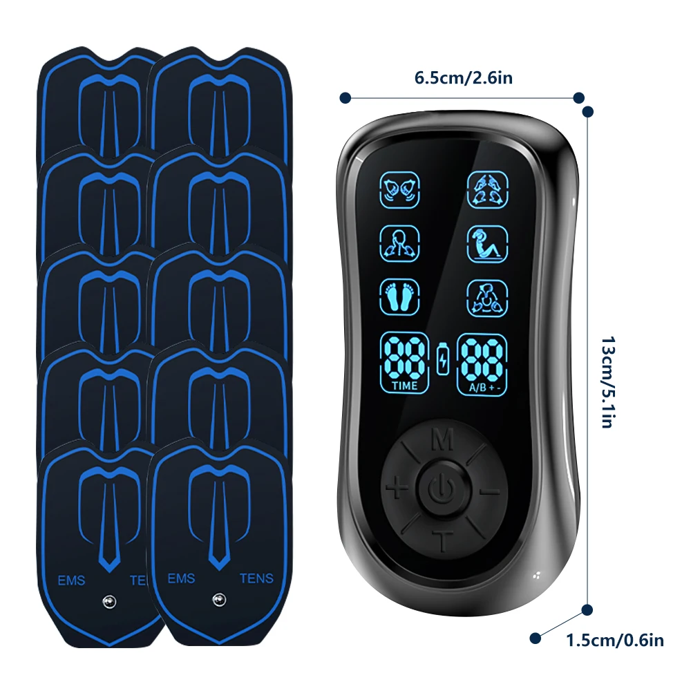 EMS Dual Channel TENS Muscle Stimulator Machine 6 Modes 19 Intensity Levels Rechargeable Electric Pulse Massager, Full Body Pai