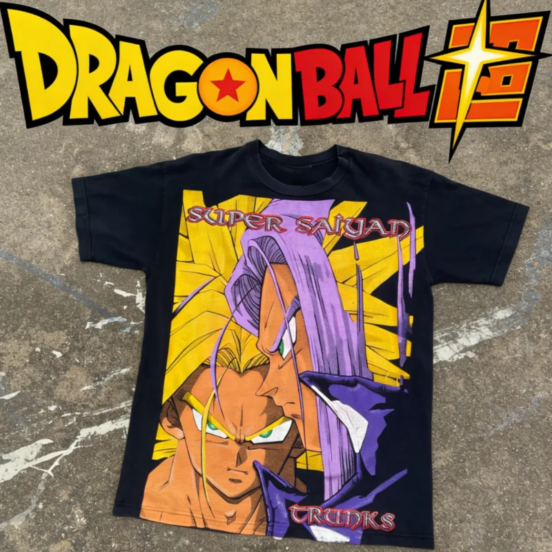 Dragon Ball Super Saiyan Trunks 100% Baumwoll-T-Shirt für Herren in Übergröße, Sommer 2026, Lässige Sport-Mode Kurzarm-Shirt Y2k
