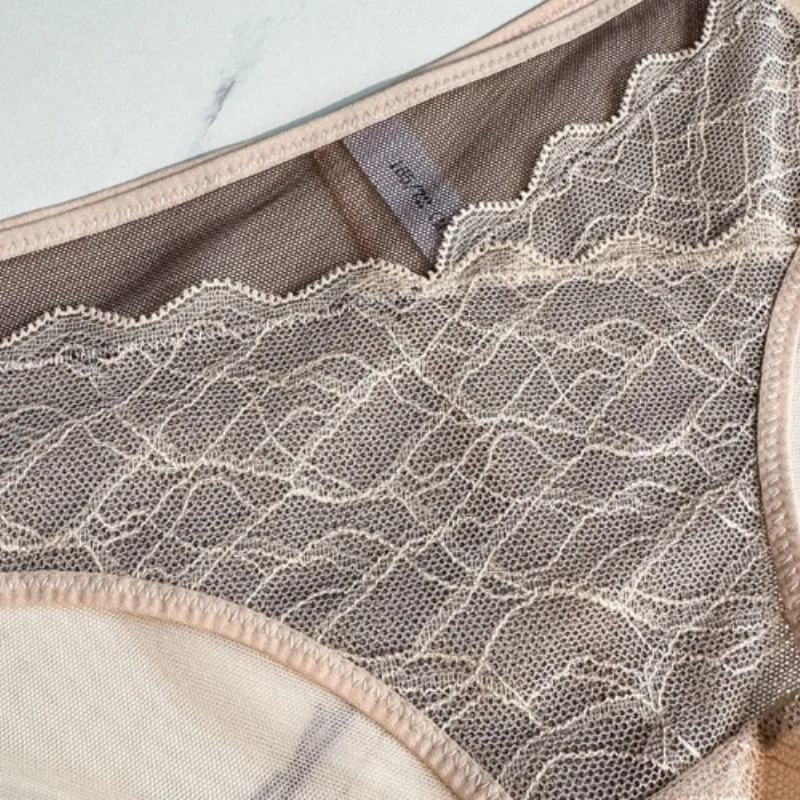 Birdtree 89% التوت الحرير 11% دنة المنشعب سراويل، المرأة منتصف الخصر Traceless تنفس الدانتيل ملخصات، 2025 جديد P58114JF