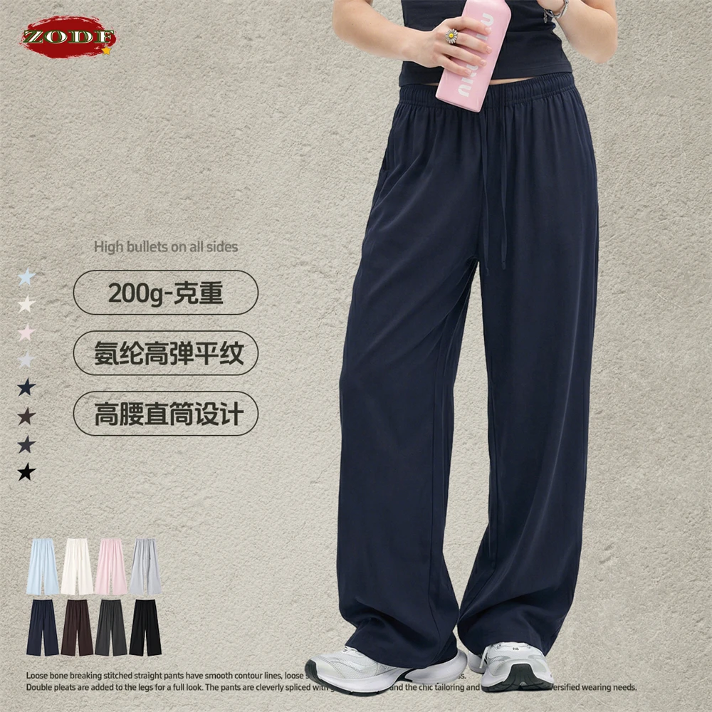 

ZODF Fashion 2026 Spring Man 200gsm Straight Pants Unisex Oversized Basic Wide Leg Sport Trousers Brand Clothing HY1211