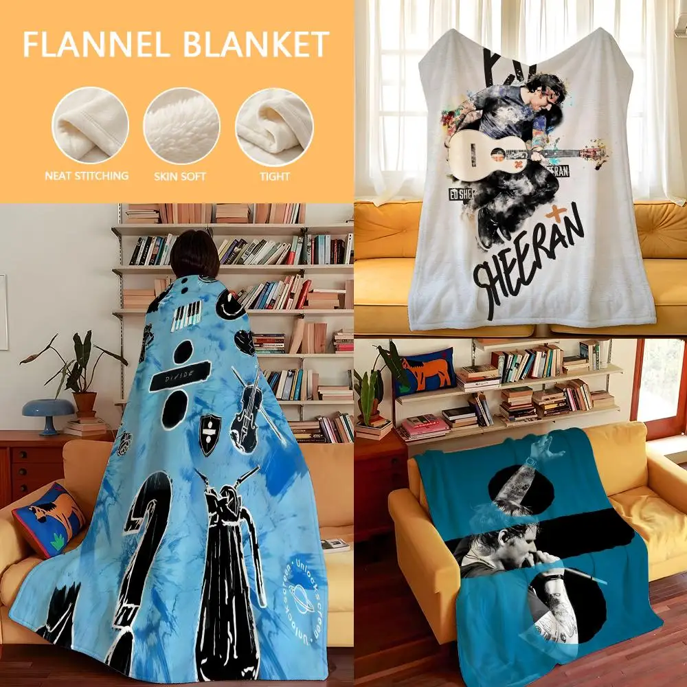 Music E-Ed S-Sheeran Throw Flannel Cozy Print Blanket, Portable, Durable  Machine Washable cute Cool