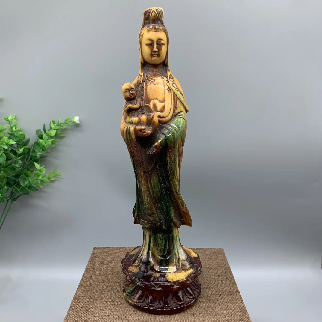Exquisite Chinese Aspicious Amber Resin Statue SongZi Guanyin