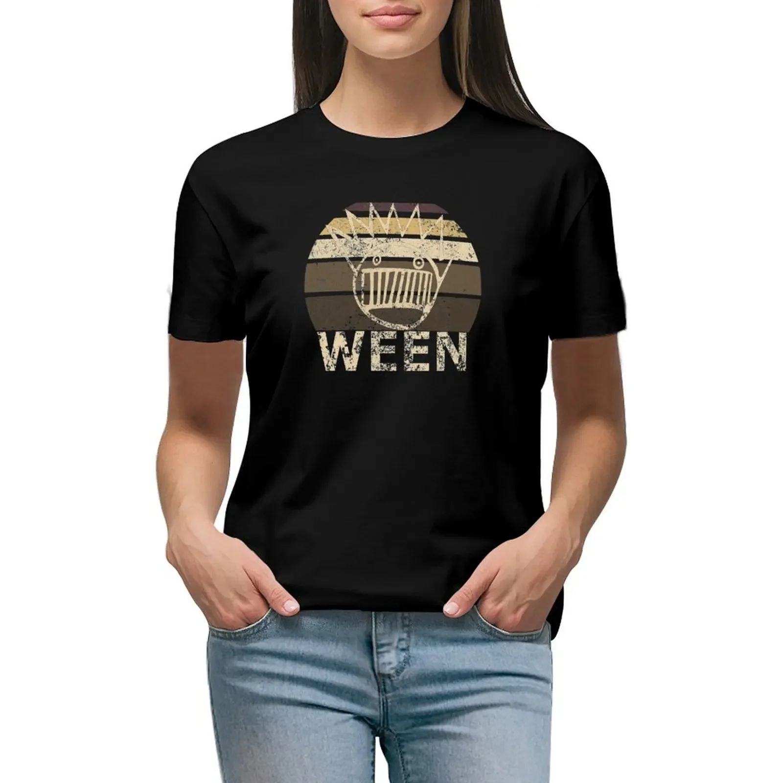 WEEN Vintage Retro Boognish T-Shirt customs design your own Blouse korean fashion plus size t shirts for Women loose fit