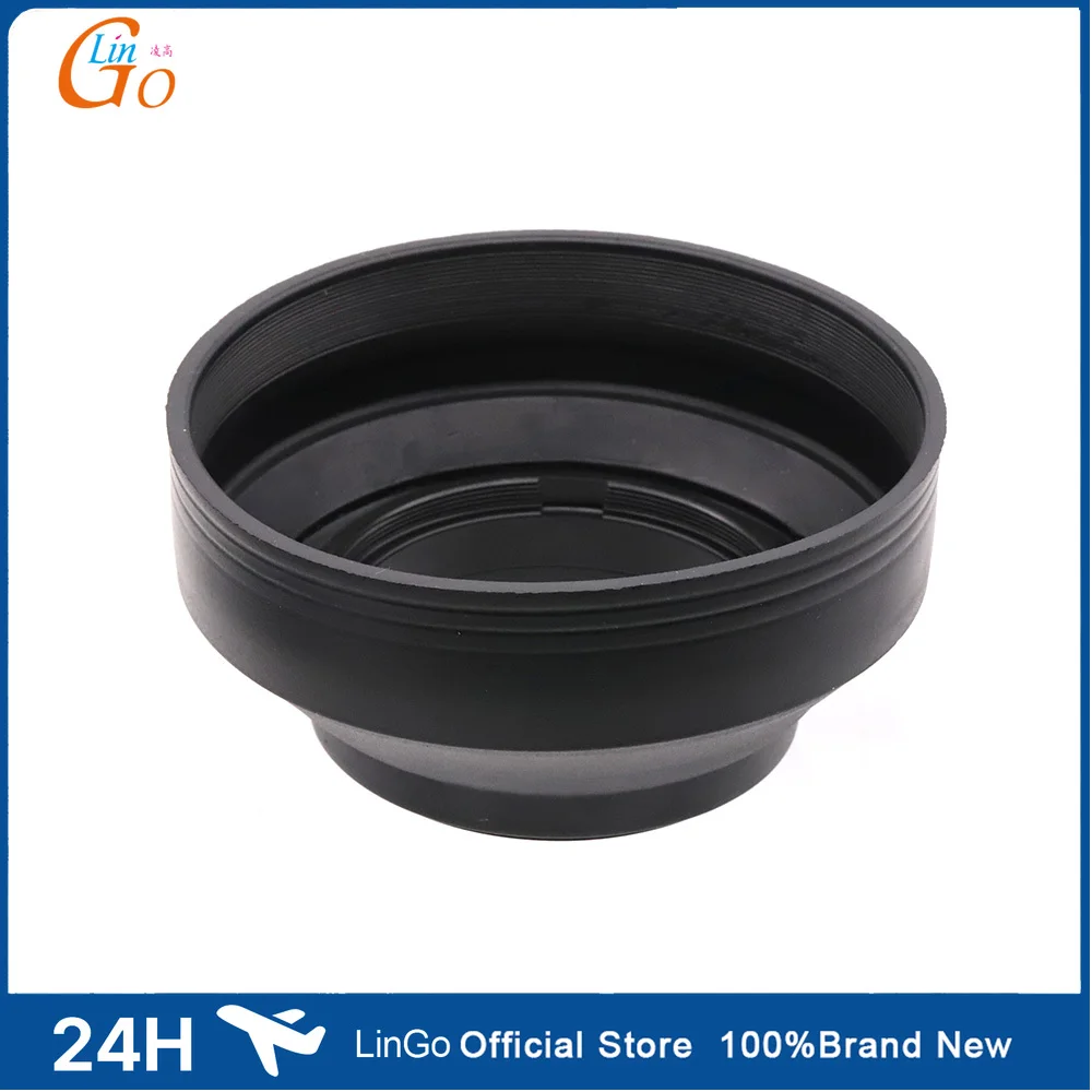 LinGo 49-82mm Adjustable Wide Angle Lens Hood 3 in 1 Collapsible Rubber Len Hoods for DSLR SLR Mirrorless Camera Accessories