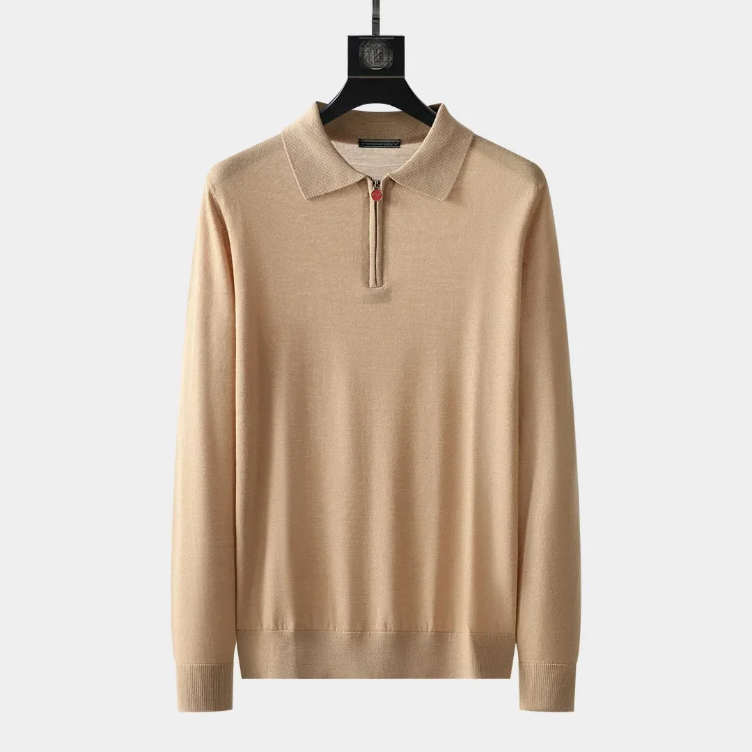 BILLIONAIRE SIJITONGDA 2025 heren boutique herfst en winter nieuwe wol gebreide revers casual lange mouwen poloshirt M-XXL