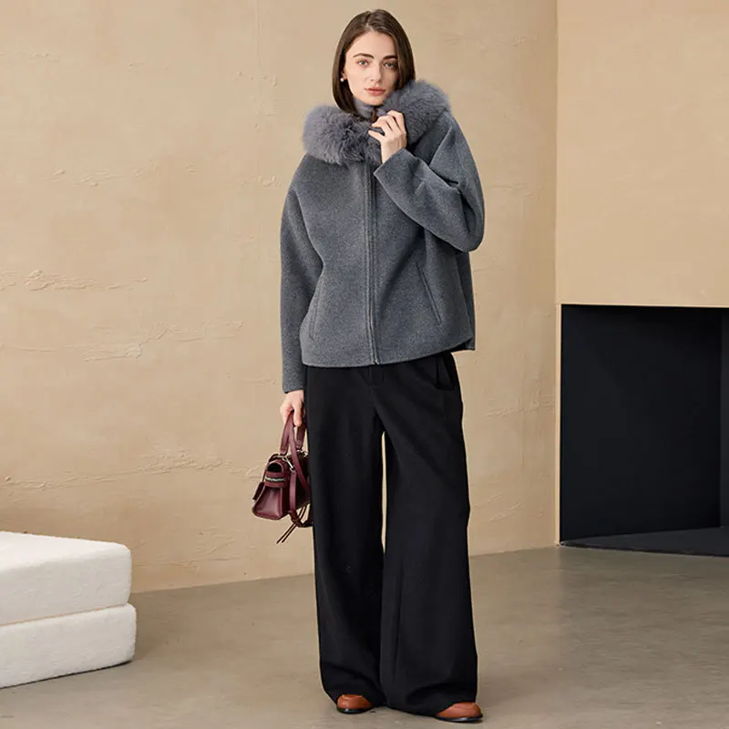 

Autumn Winter Coa Fur Collar Wool Coat Women Wool Coat Women