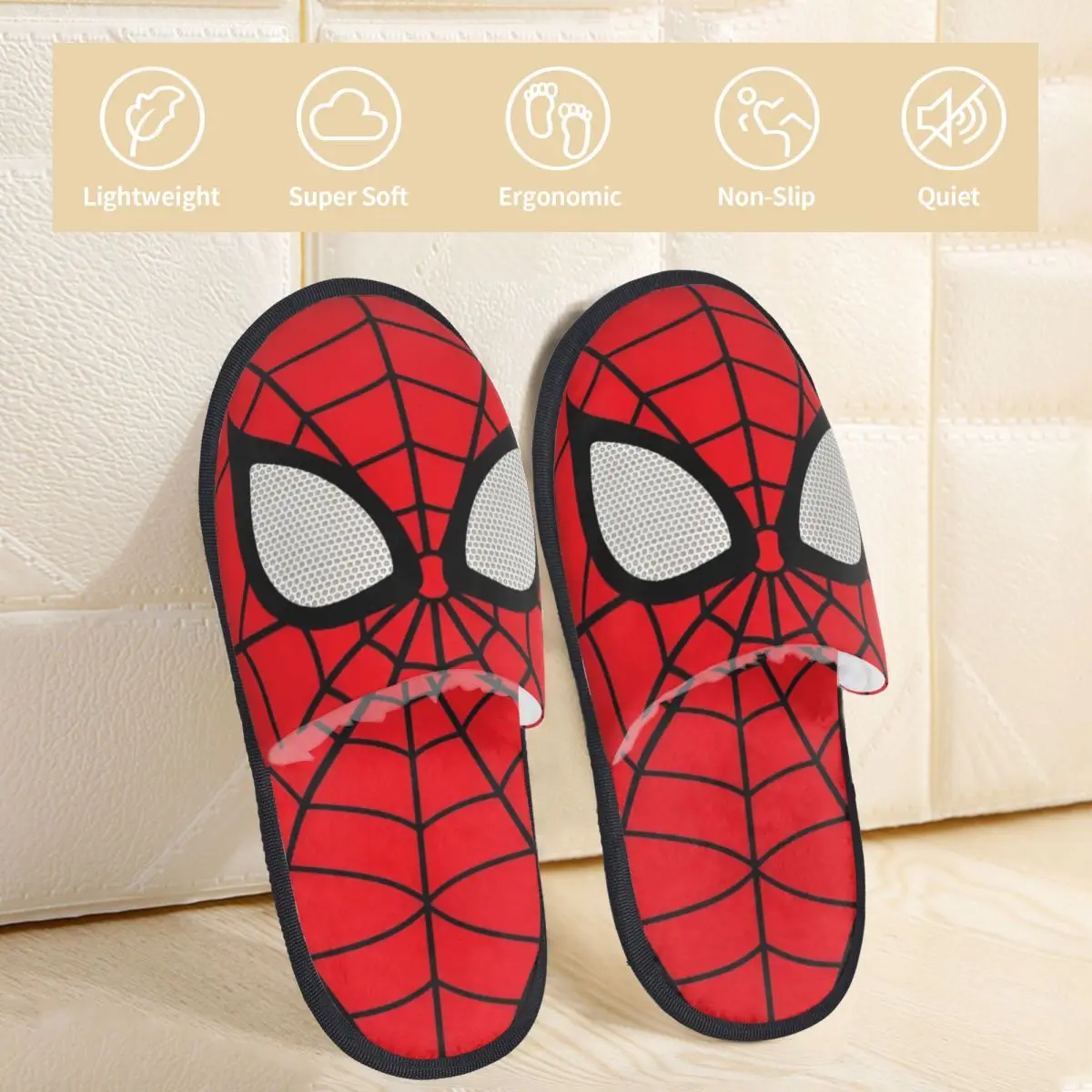 Spider Man Plush Slippers Living Room Soft Household Fur Slippers Slides Non Slip