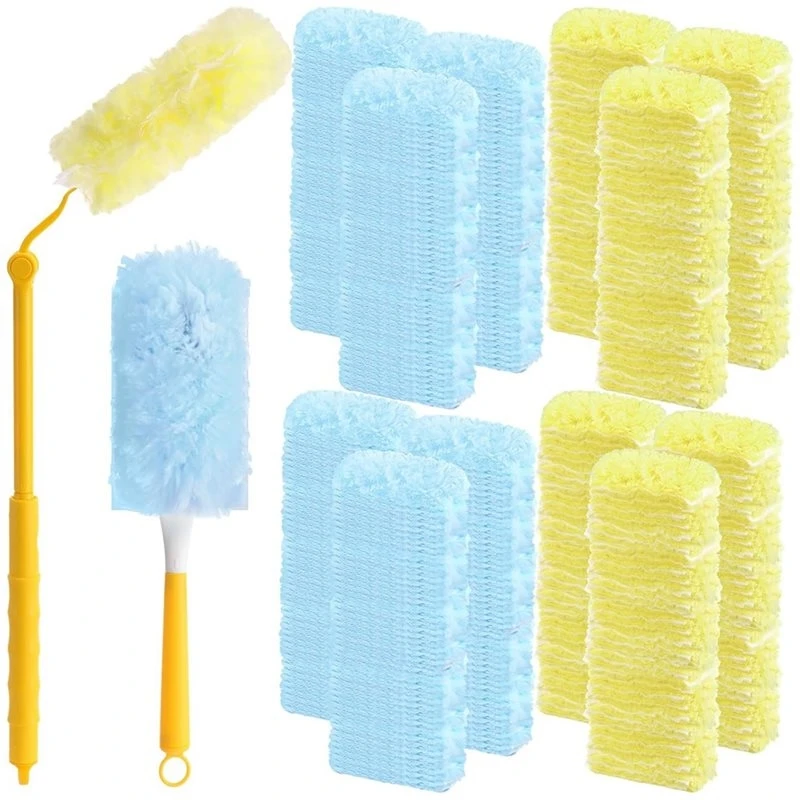 BMBY-100 Count Disposable Dusters Refills With 1 Handle, 360° Multi-Surface Microfiber Static Cleaning Dusting Wand