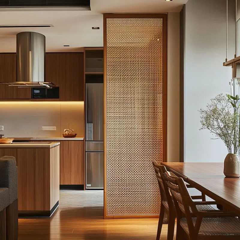 Customized rattan partition screen, living room entrance, solid wood seat screen, customized bedroom, hotel, homestay
