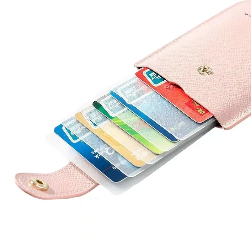 Anti-Diefstal Id Creditcard Houder Pull-Out Mini Card Case Mode Vrouwen Pu Lederen Draagbare Slanke Kaart Tas Unisex Mode Portemonnee