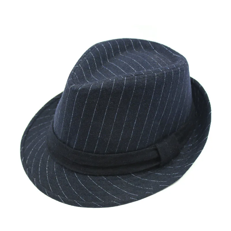 Autumn and Winter Men\'s British Warm Woolen Top Hat Middle-aged and Elderly Retro Striped Jazz Hat Men\'s Versatile Casual Hat