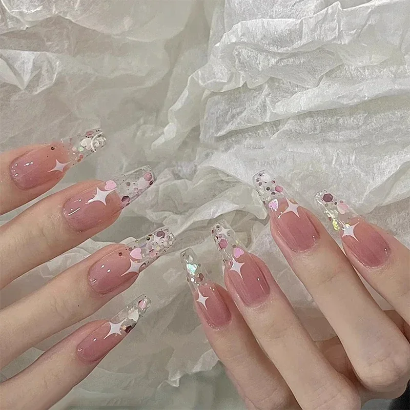 กลิตเตอร์เลื่อมผสม 12 ช่อง รูปดาวและหัวใจ สีสันสดใส สำหรับตกแต่งเล็บแบบวิบวับ  ผงเลื่อมสำหรับทำเล็บ