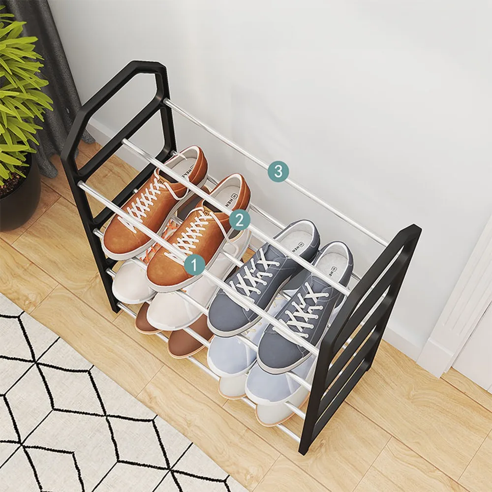 Accessories Space Saving Simple Shoe Rack 4 Tiers Easy Installation Shoe Shelf Removable Shoe Cabinet Living Room view 3
