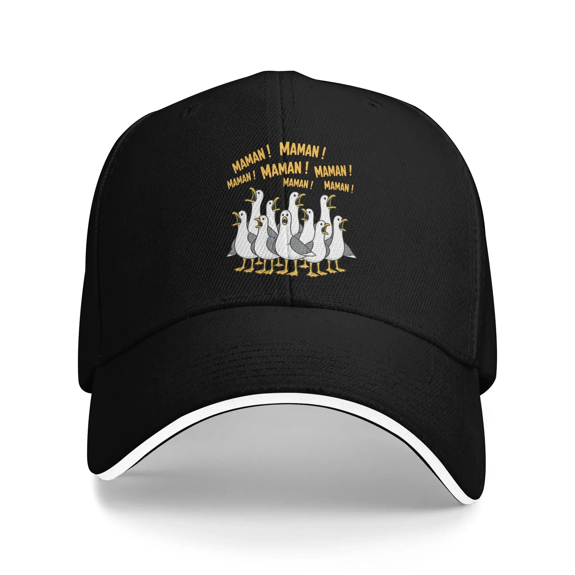 French Mom Seagull Funny Maman Sandwich Baseball Caps Fashion Washed Mother's Day Humor Snapback Unisex Summer Adjustable Hat