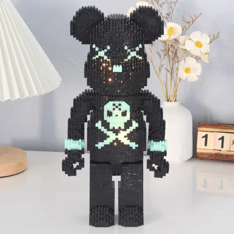 YKO 2204 Animal World Skull Bear Pet Doll LED Light Luminous Model Mini Diamond Blocks Bricks Building Toy For Children No Box