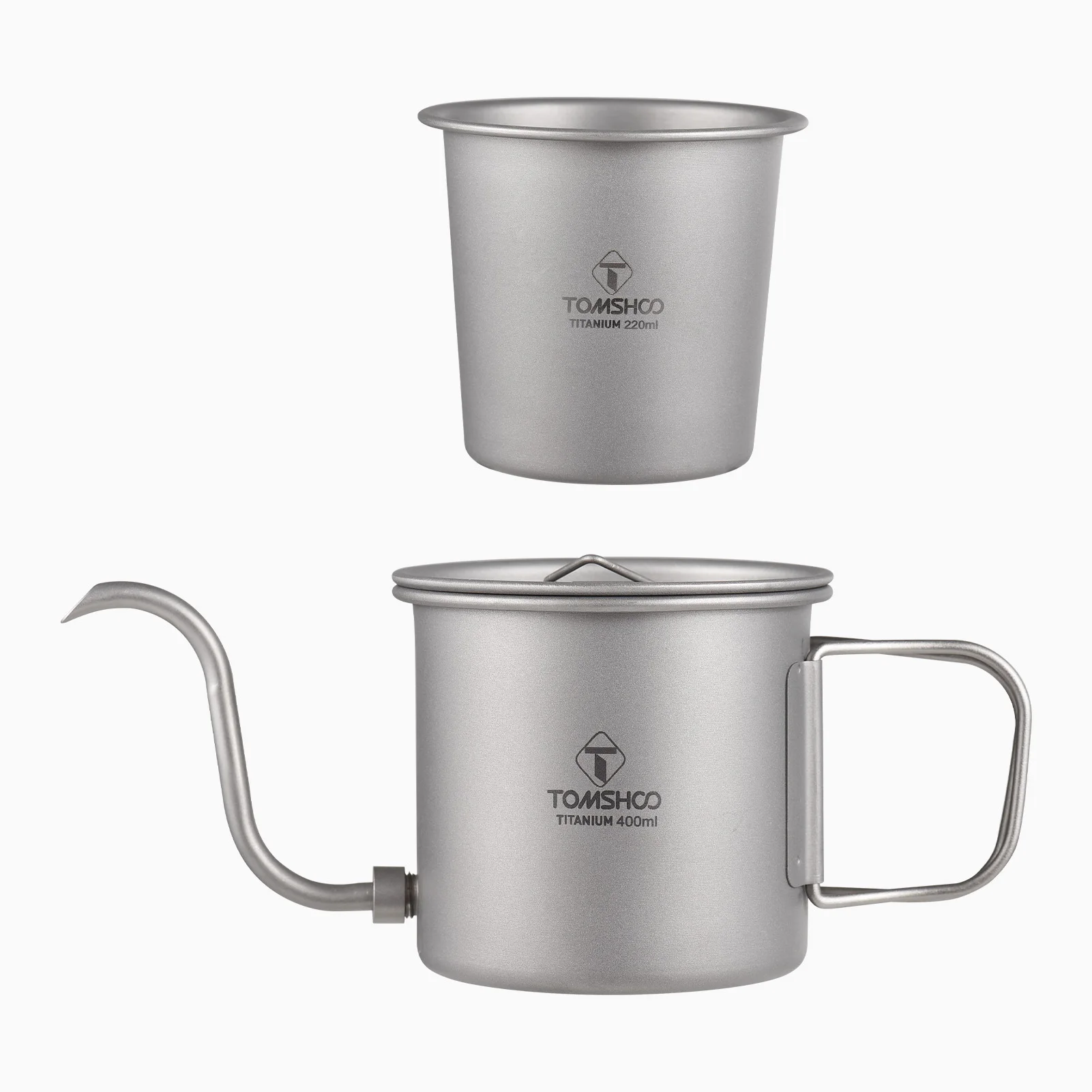 

Portable Camping Coffee Pot 400ml with Detachable Spout Ti Metal Coffee Kettle Foldable Handle for Outdoor & Home Coffee Pot