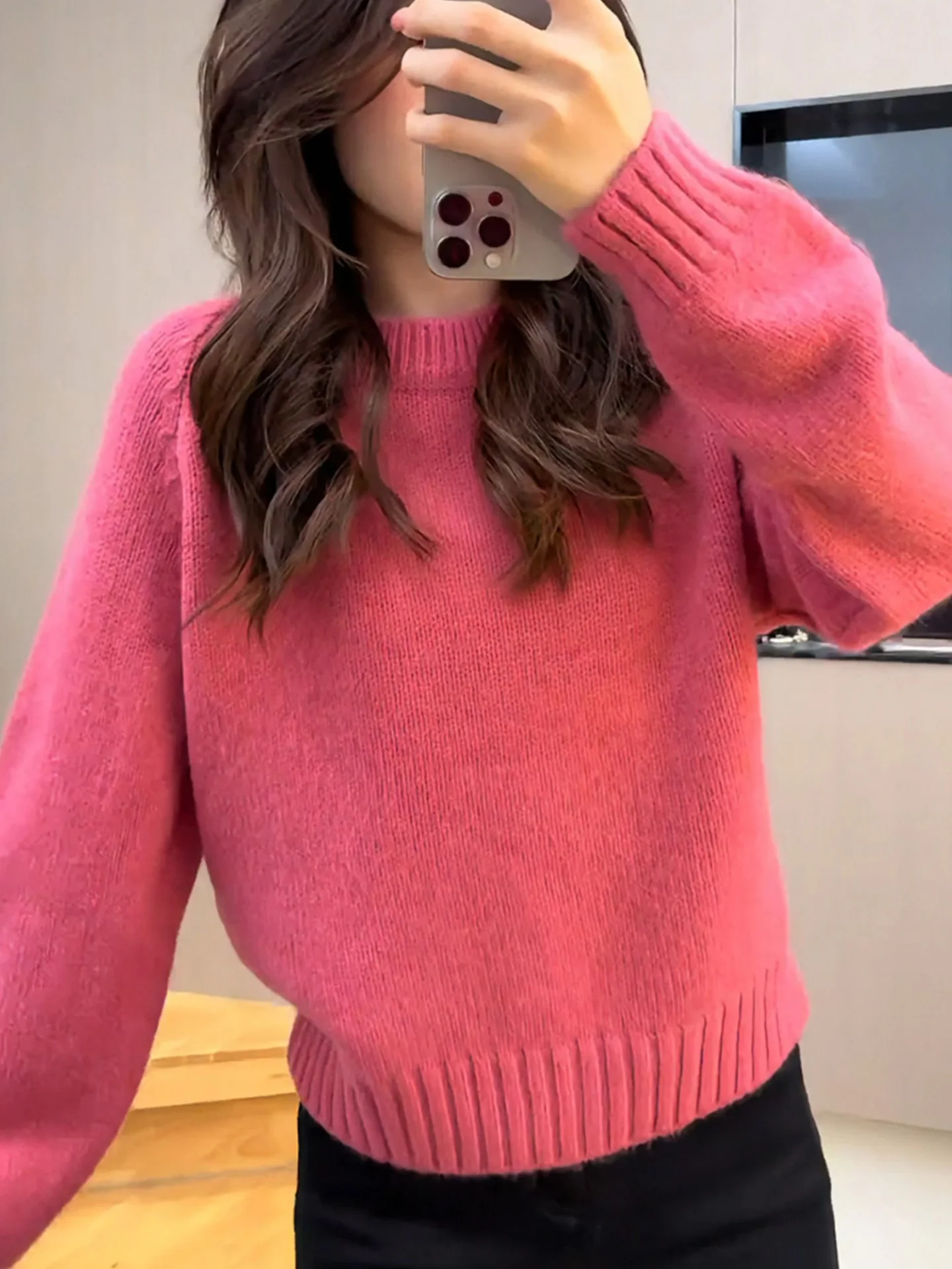 Cisas الأحمر ort محبوك سترة Aosphere الشعور شتاء جديد وصول المرأة الأعلى الحلو Sle فضفاضة تناسب طويلة Sve #2